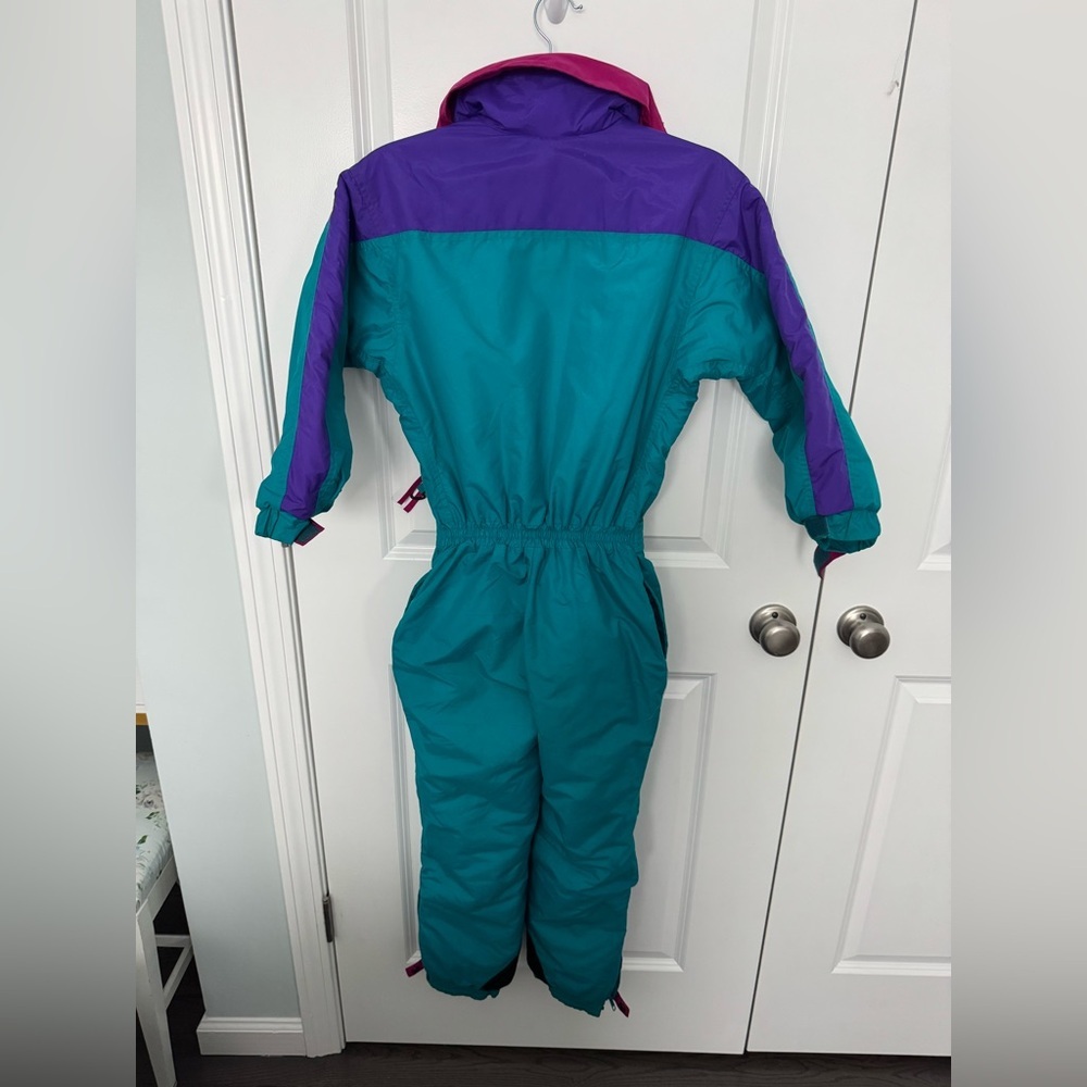 Columbia Vintage Full Zip One Piece Ski Suit Snow Bib Snowsuit Youth Medium - Picture 13 of 14